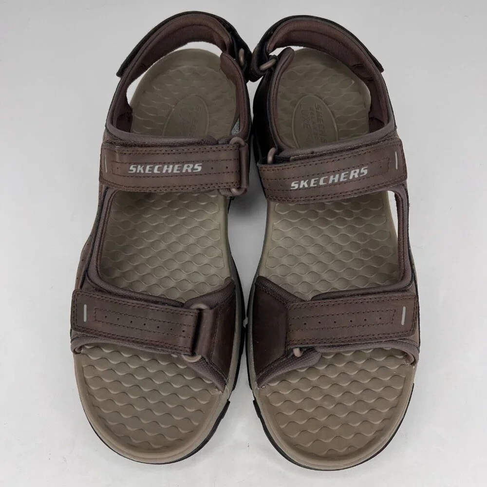 Skechers Mens 204105 Tresmen Chocolate Garo Relaxed Luxe Foam Size 13 Sandals